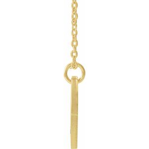 14K Yellow Gold Natural Peridot Pierced Cross Disc 16-18" Necklace