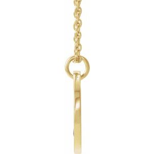14K Yellow Gold Natural Sapphire Pierced Cross Disc 16-18" Necklace