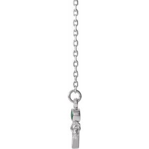 Sterling Silver Emerald Sideways Cross 16-18" Necklace