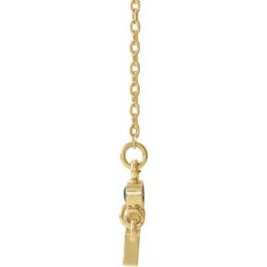 14K Yellow Gold Natural Aquamarine Sideways Cross 16-18" Necklace