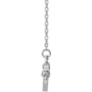 Sterling Silver Natural Aquamarine Sideways Cross 16-18" Necklace