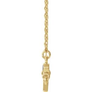 14K Yellow Gold Natural Amethyst Sideways Cross 16-18" Necklace