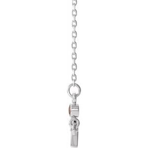 Sterling Silver Natural Mozambique Garnet Sideways Cross 16-18" Necklace