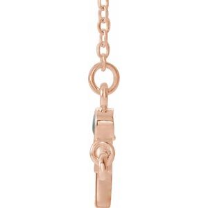 14K Rose Gold Natural Alexandrite Sideways Cross 16-18" Necklace
