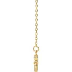 14K Yellow Gold Natural Blue Zircon Sideways Cross 16-18" Necklace