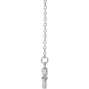 14K White Gold Natural Blue Zircon Sideways Cross 16-18" Necklace