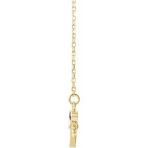 14K Yellow Gold Lab-Grown Blue Sapphire Sideways Cross 16-18" Necklace