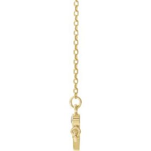 14K Yellow Gold Natural Peridot Sideways Cross 16-18" Necklace