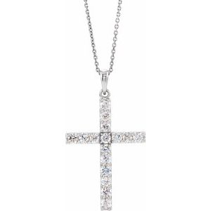 14K Rose Gold 3/4 CTW Natural Diamond Cross Pendant