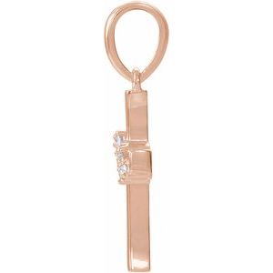 14K Rose Gold .06 CTW Natural Diamond Cluster Cross Pendant