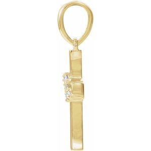 14K Yellow Gold .06 CTW Natural Diamond Cluster Cross Pendant