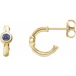 14K Yellow Gold Lab-Grown Alexandrite Huggie Hoop Earrings