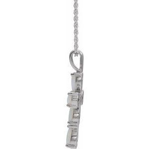 Platinum Natural White Opal Cabochon Cross 16-18" Necklace