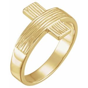 14K Yellow Gold The Rugged Cross® Chastity Ring Size 8