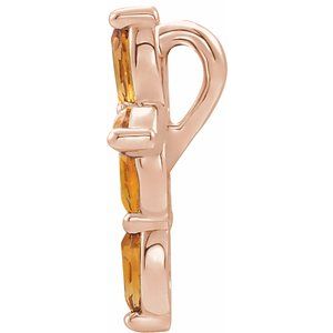 14K Rose Gold Natural Citrine Cross Pendant