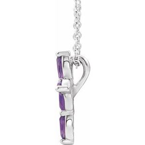 14K White Gold Lab-Grown Alexandrite Cross 16-18" Necklace