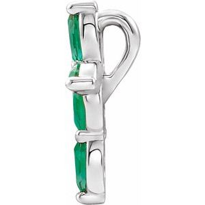 Platinum Natural Emerald Cross Pendant