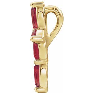 14K Yellow Gold Lab-Grown Ruby Cross Pendant