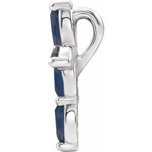 Sterling Silver Natural Blue Sapphire Cross Pendant