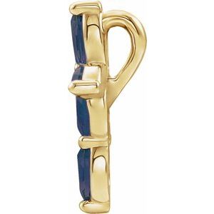 14K Yellow Gold Natural Blue Sapphire Cross Pendant