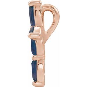 14K Rose Gold Natural Blue Sapphire Cross Pendant