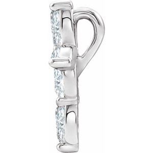 Platinum Natural White Sapphire Cross Pendant