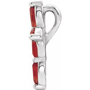 Platinum Natural Mozambique Garnet Cross Pendant