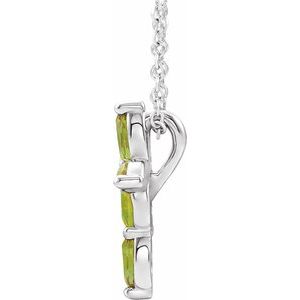 Sterling Silver Natural Peridot Cross 16-18" Necklace