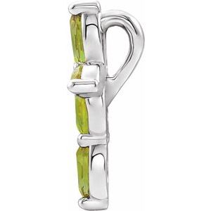 Sterling Silver Natural Peridot Cross Pendant