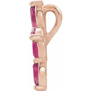 14K Rose Gold Natural Pink Tourmaline Cross Pendant