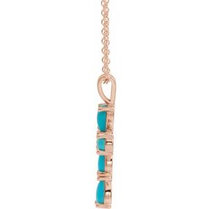 14K Rose Gold Natural Turquoise Cabochon Cross 16-18" Necklace