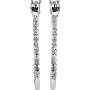 Platinum 1/4 CTW Natural Diamond Inside-Outside Hoop Earrings