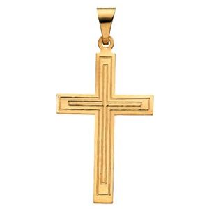 14K Yellow Gold 36.8x18 mm Cross Pendant