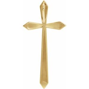 14K Yellow Gold Elongated Cross Pendant