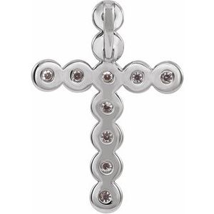 14K White Gold 1/4 CTW Natural Diamond Cross Pendant