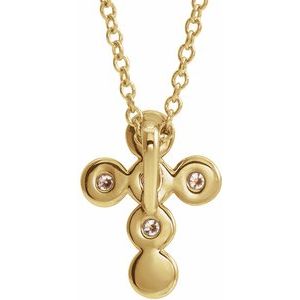 14K Yellow Gold 1/6 CTW Natural Diamond Cross 16-18" Necklace