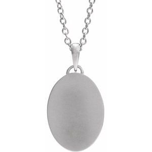 14K White Gold Oval Cross Medal 20" Necklace