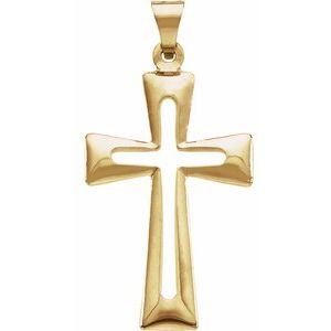 14K Yellow Gold 31.5x18 mm Cross Pendant