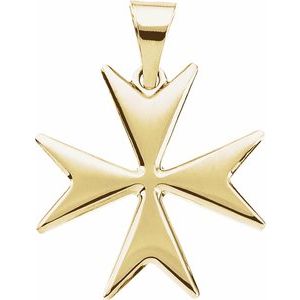 14K Yellow Gold Maltese Cross Pendant
