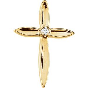14K Yellow Gold .02 CTW Natural Diamond Cross Lapel Pin