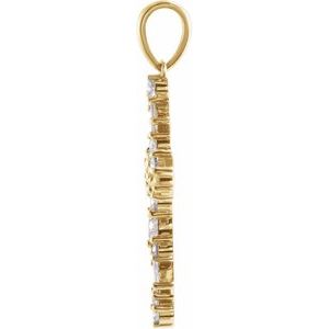 14K Yellow Gold 1/2 CTW Natural Diamond Scattered Cross Pendant