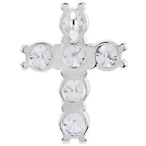14K White Gold 1/2 CTW Natural Diamond Cross Pendant