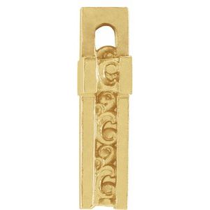 14K Yellow Gold Scroll Cross Pendant