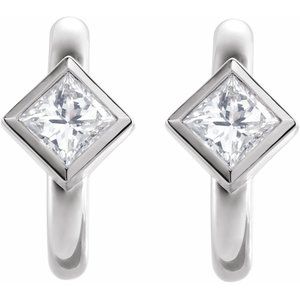 14K White Gold 1/3 CTW Natural Diamond Huggie Hoop Earrings