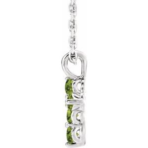 14K White Gold Natural Peridot Cross 16-18" Necklace