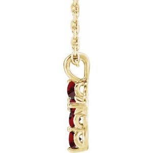 14K Yellow Gold Natural Mozambique Garnet Cross 16-18" Necklace