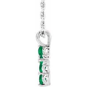 Sterling Silver Lab-Grown Emerald Cross 16-18" Necklace
