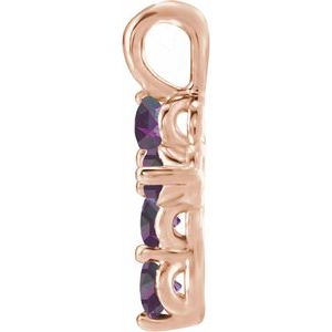 14K Rose Gold Natural Alexandrite Cross Pendant