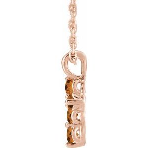 14K Rose Gold Natural Citrine Cross 16-18" Necklace