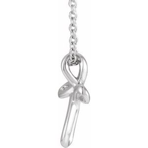 14K White Gold Youth Cross 15" Necklace